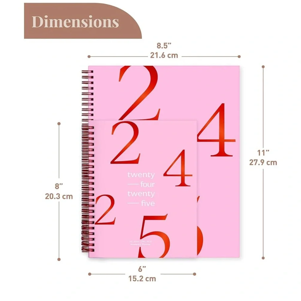Pink Academic Planner with Red Numbers